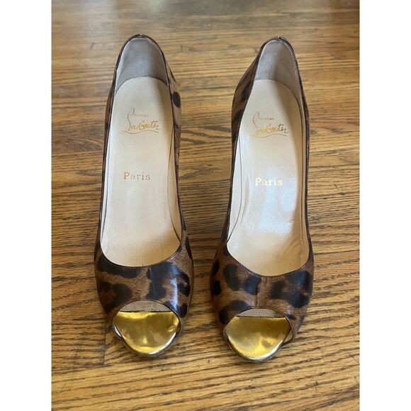 Christian Louboutin Leopard Red Bottom Stiletto Heels Shoes  Women's Size US 8.5 - Picture 3 of 11